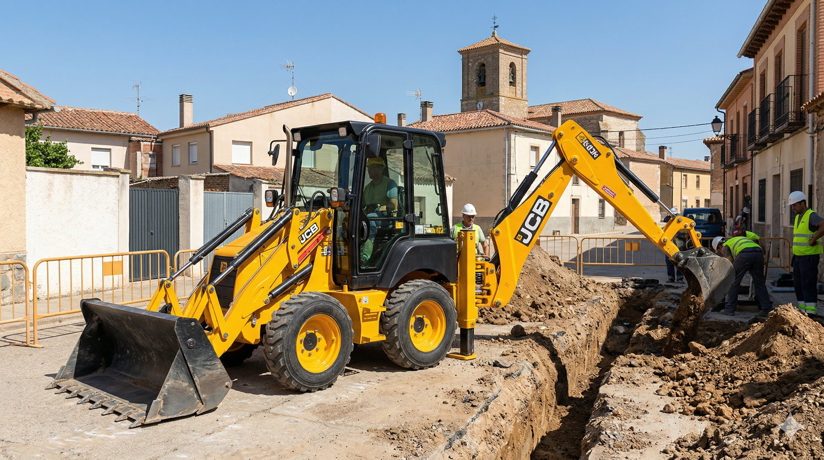 Excavadora mixta en obra